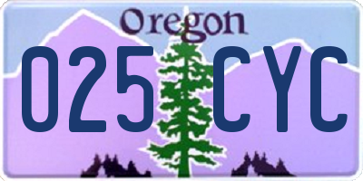 OR license plate 025CYC