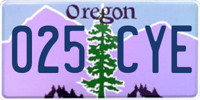 OR license plate 025CYE
