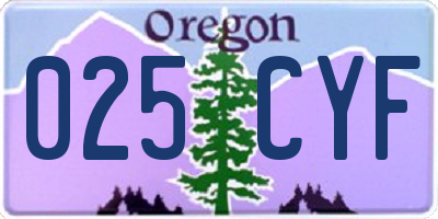 OR license plate 025CYF