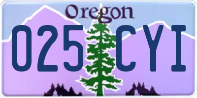 OR license plate 025CYI