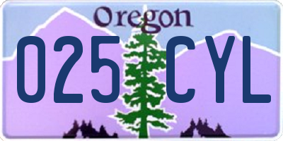 OR license plate 025CYL