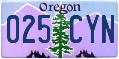 OR license plate 025CYN