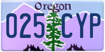 OR license plate 025CYP