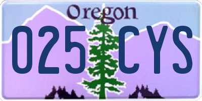 OR license plate 025CYS