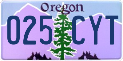 OR license plate 025CYT