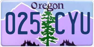 OR license plate 025CYU