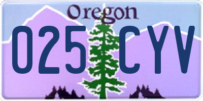 OR license plate 025CYV