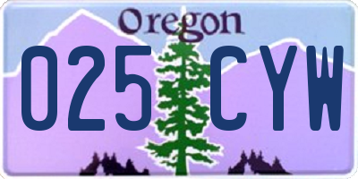 OR license plate 025CYW