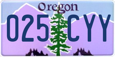 OR license plate 025CYY
