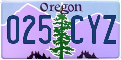 OR license plate 025CYZ