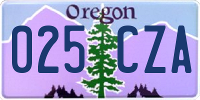 OR license plate 025CZA