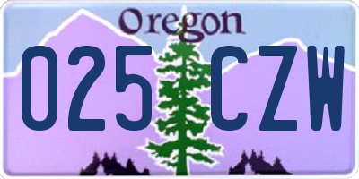 OR license plate 025CZW