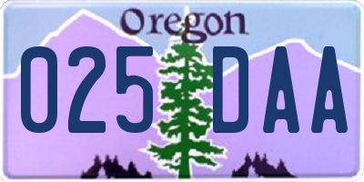 OR license plate 025DAA