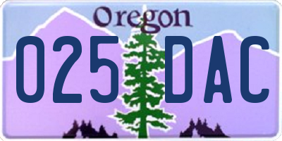 OR license plate 025DAC