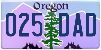 OR license plate 025DAD