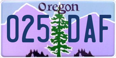 OR license plate 025DAF