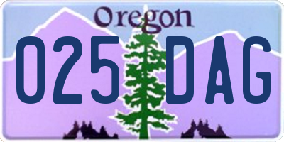 OR license plate 025DAG