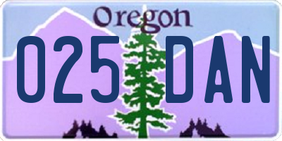 OR license plate 025DAN