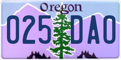 OR license plate 025DAO