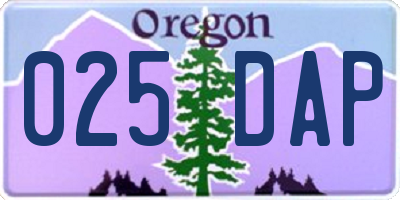 OR license plate 025DAP