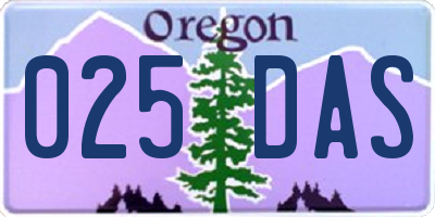 OR license plate 025DAS