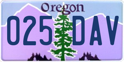 OR license plate 025DAV