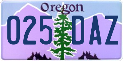OR license plate 025DAZ