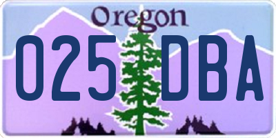 OR license plate 025DBA