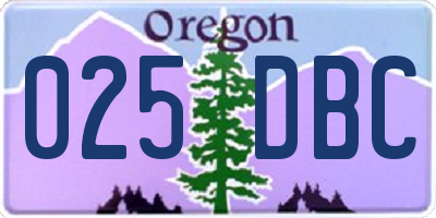 OR license plate 025DBC