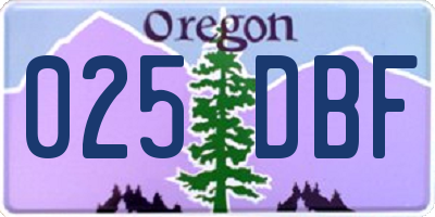 OR license plate 025DBF