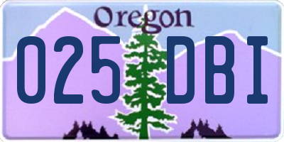 OR license plate 025DBI