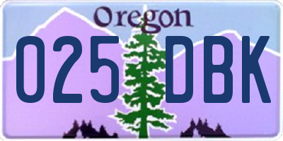 OR license plate 025DBK