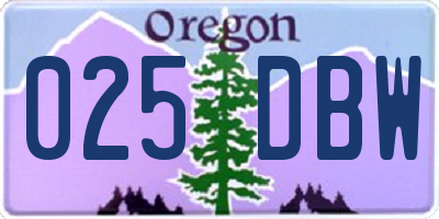 OR license plate 025DBW