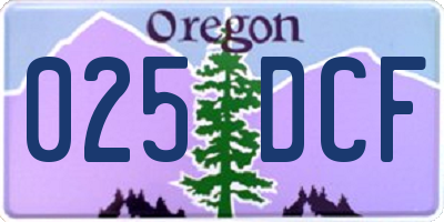 OR license plate 025DCF