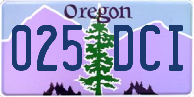 OR license plate 025DCI