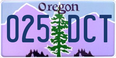 OR license plate 025DCT