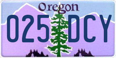 OR license plate 025DCY