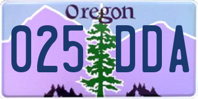 OR license plate 025DDA