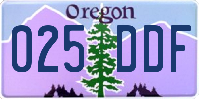 OR license plate 025DDF