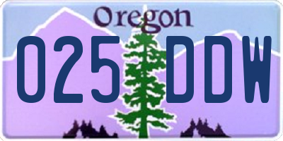 OR license plate 025DDW