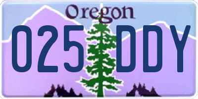 OR license plate 025DDY