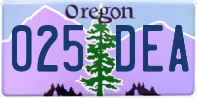 OR license plate 025DEA