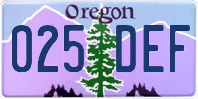 OR license plate 025DEF