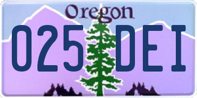 OR license plate 025DEI