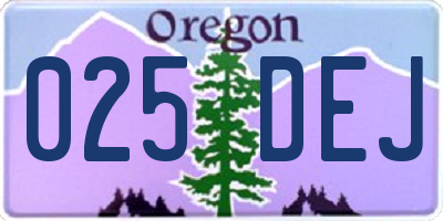 OR license plate 025DEJ