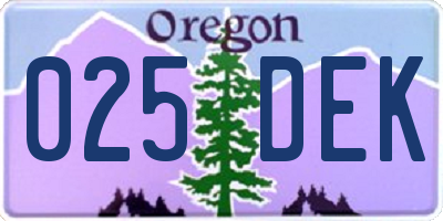 OR license plate 025DEK