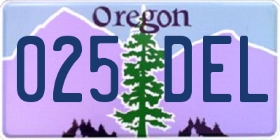 OR license plate 025DEL
