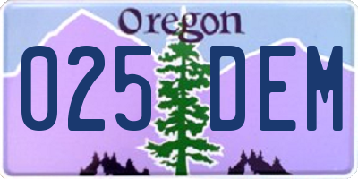 OR license plate 025DEM