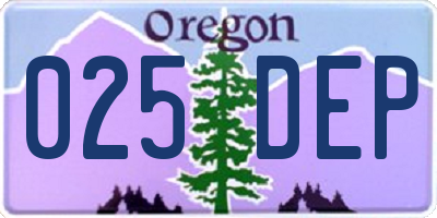 OR license plate 025DEP