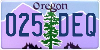 OR license plate 025DEQ